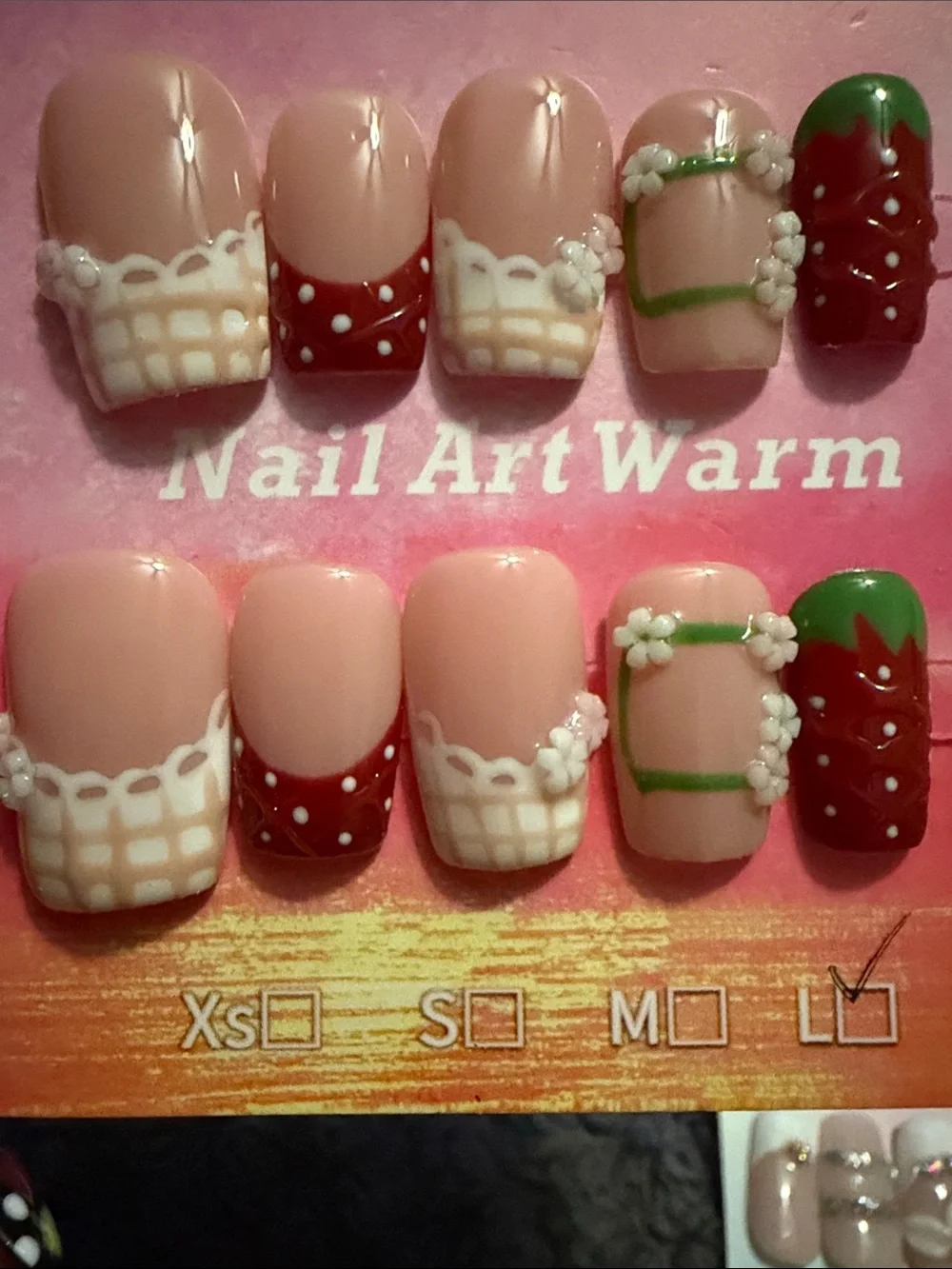 Pink & Red Floral Festive handmade acrylic Press-On Nails